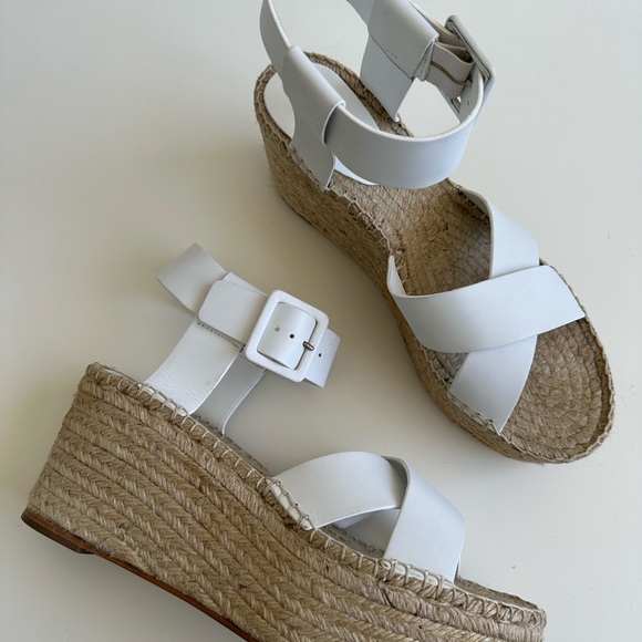 Celine Espadrilles Sandals White Leather Platform Shoes size 40 New with box - Picture 10 of 10